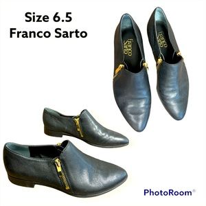 6.5 Franco Sarto. Black leather with gold zippers